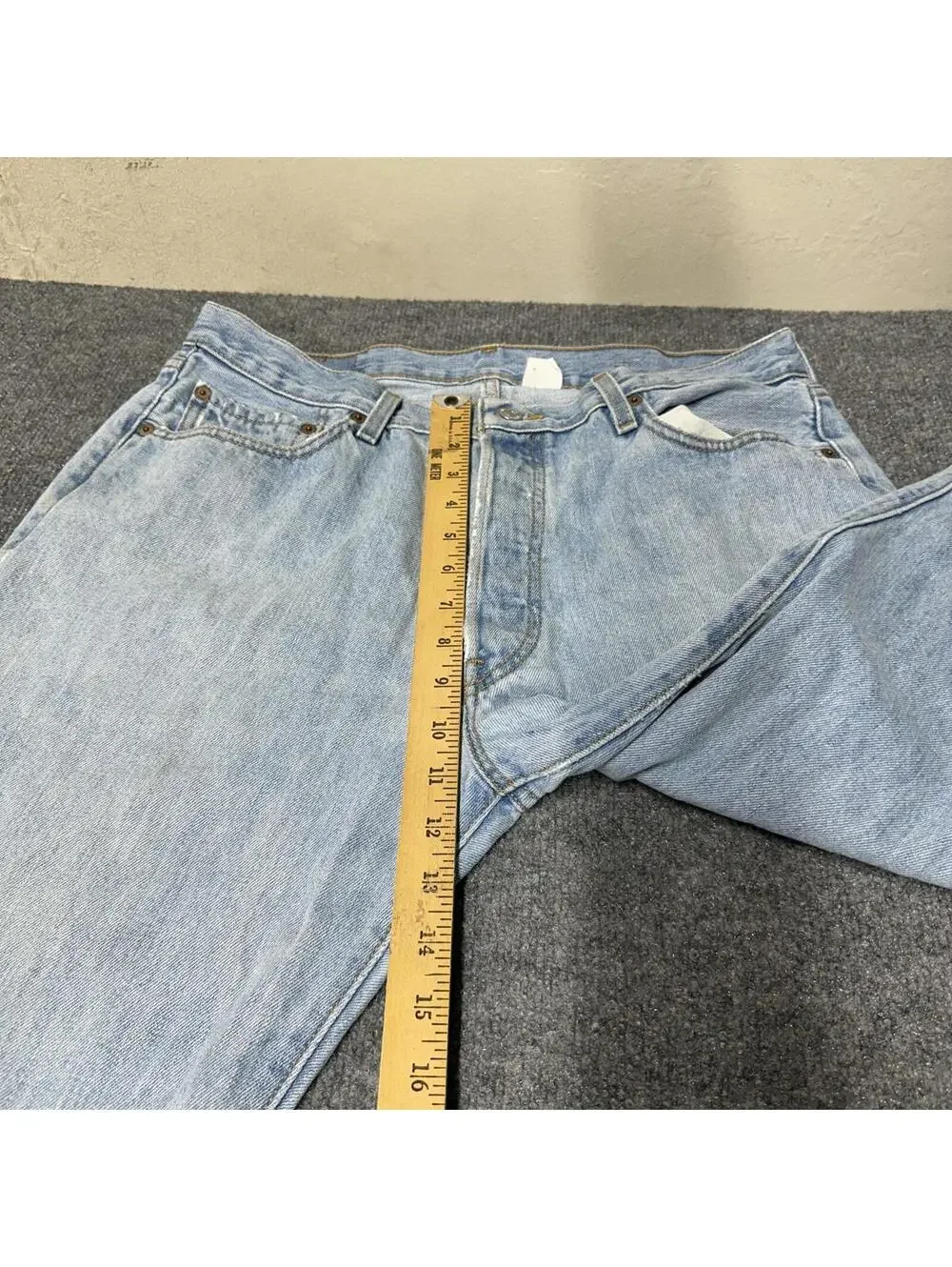 Levis 501 Jeans Mens 36x34 Blue Denim Pants Button Fly Light Faded Washed Out